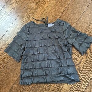 Anthropologie flowy olive/loden green top.